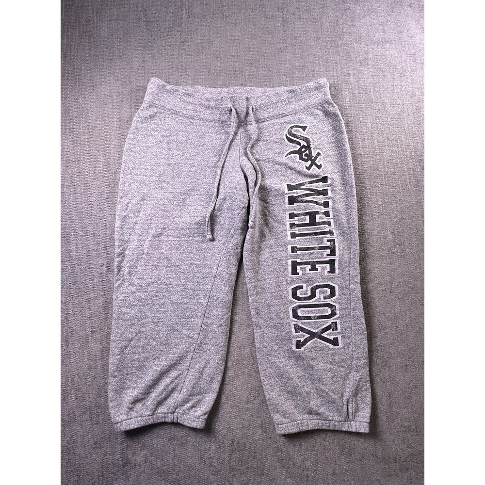 Chicago White Sox Sweatpants Women's Capris‎ 36x22 Spellout Down Leg Logo Gray